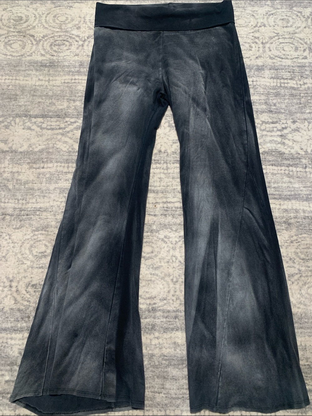 Y2K Boutique High-Rise Black Tye-Dye Flare Leggings for Women